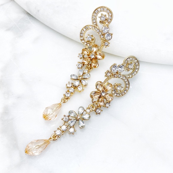 Crystal Chandelier Prom Pageant Bridal Earrings - Picture 2 of 5